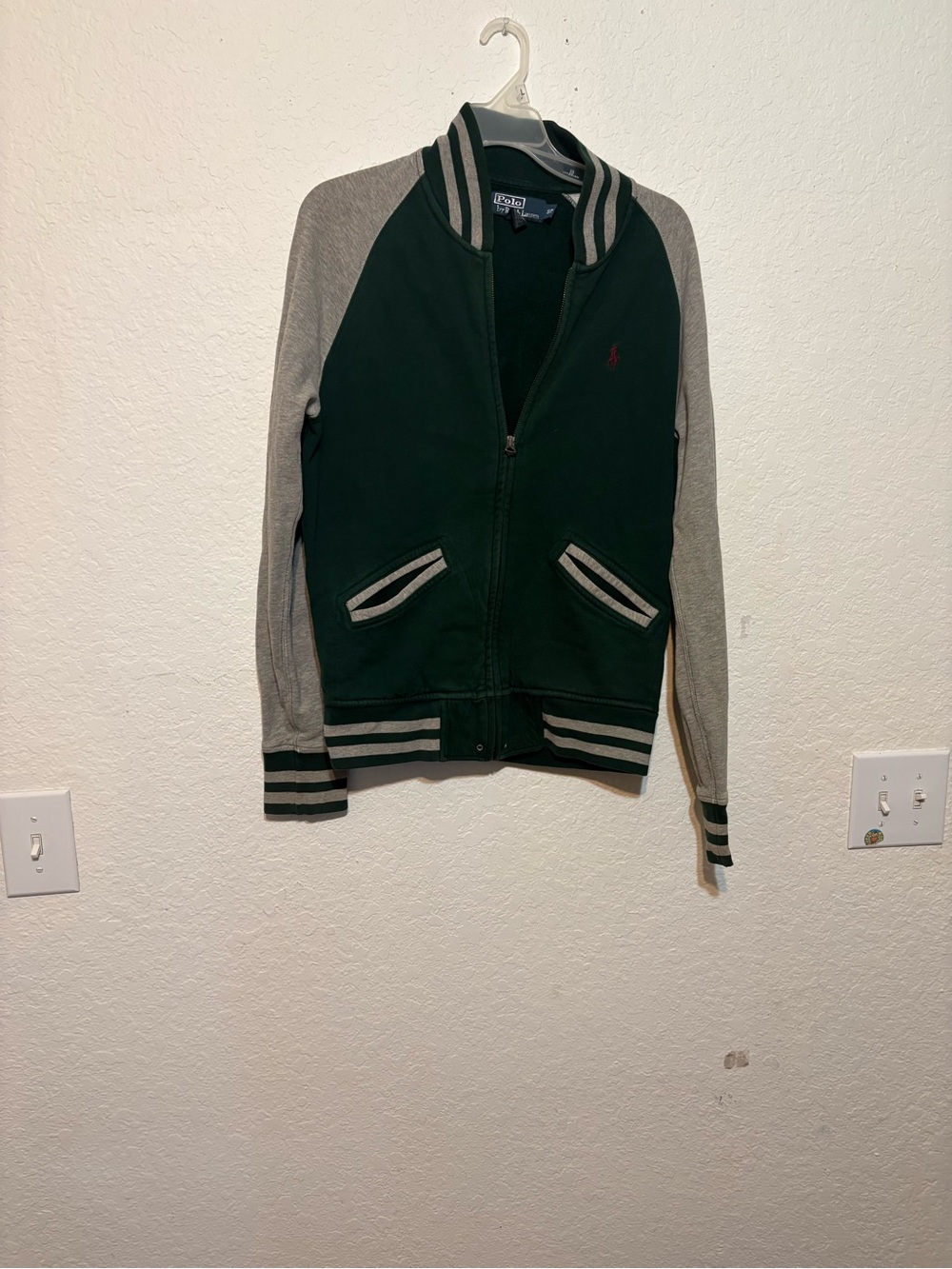 Polo by Ralph Lauren Fleece Green & Gray Varsity Jacket